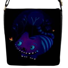 Cheshire Mustache Cat Flap Closure Messenger Bag (small) by Mjdaluz