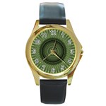 Mandala Round Metal Watch (Gold Rim)  Front