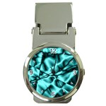 Teal Pattern Money Clip with Watch Front