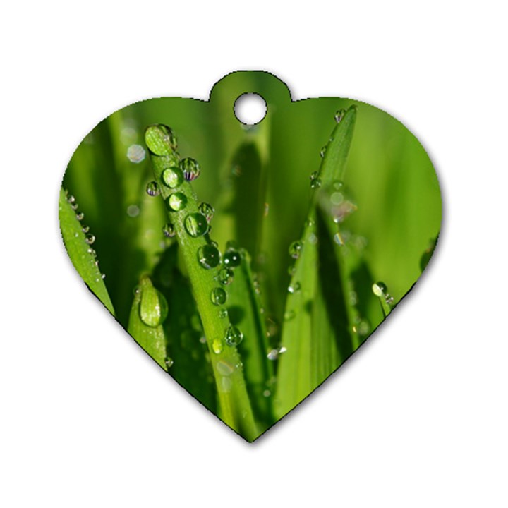 Grass Drops Dog Tag Heart (Two Sided)