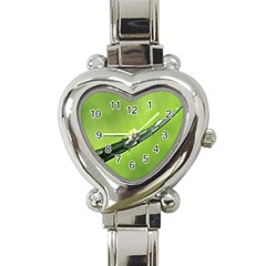 Green Drops Heart Italian Charm Watch  by Siebenhuehner