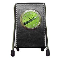 Green Drops Stationery Holder Clock by Siebenhuehner