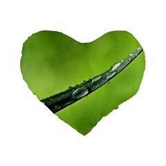 Green Drops 16  Premium Heart Shape Cushion  by Siebenhuehner