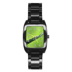 Green Drops Stainless Steel Barrel Watch