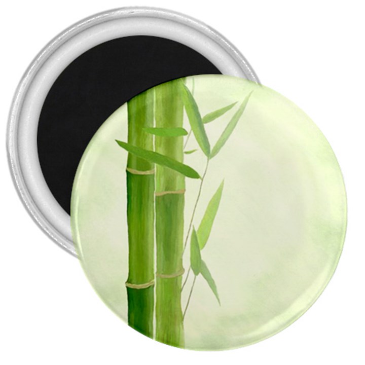 Bamboo 3  Button Magnet