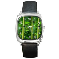 Bamboo Square Leather Watch by Siebenhuehner