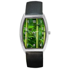 Bamboo Tonneau Leather Watch by Siebenhuehner