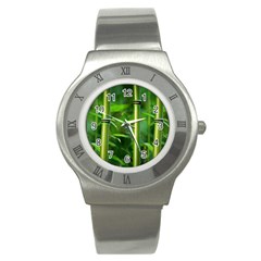 Bamboo Stainless Steel Watch (slim) by Siebenhuehner