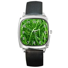Grass Square Leather Watch by Siebenhuehner