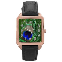 Peacock Rose Gold Leather Watch 