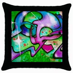 Graffity Black Throw Pillow Case by Siebenhuehner