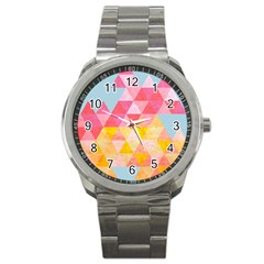 Pastel Triangles Sport Metal Watch