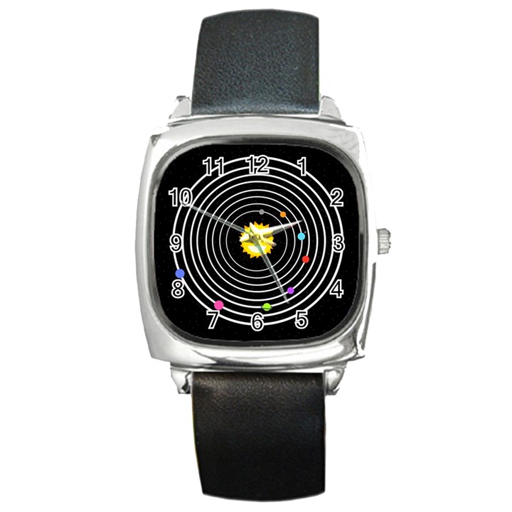 Solar System Square Leather Watch