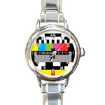 Test Pattern Round Italian Charm Watch