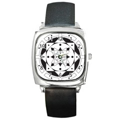 Mandala Square Leather Watch