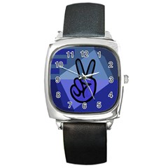 Peace Square Leather Watch