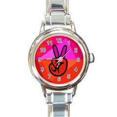 Love Peace Round Italian Charm Watch