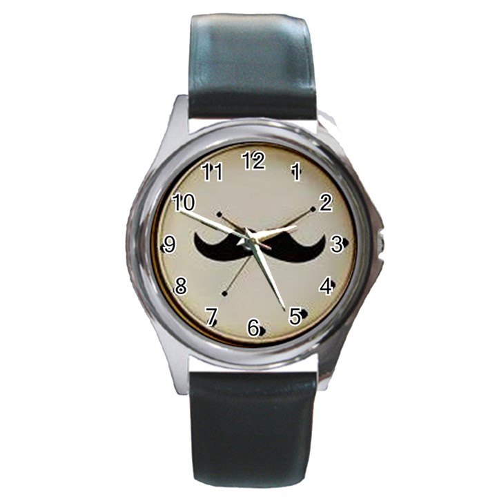 my style Round Leather Watch (Silver Rim)