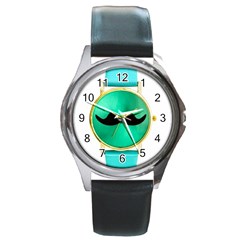 my style Round Leather Watch (Silver Rim)