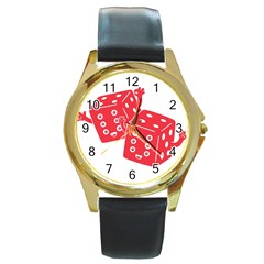 My Lucky Time Round Leather Watch (gold Rim)  by Contest1736674