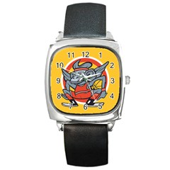 Flying Monkey Square Leather Watch