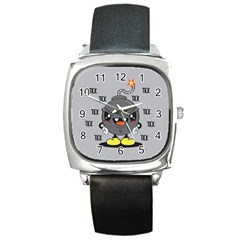 Time Bomb Square Leather Watch by Contest1771648