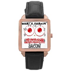 Whats Shakin Bacon? Rose Gold Leather Watch 