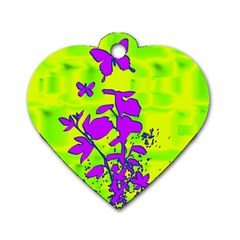 Butterfly Green Dog Tag Heart (one Sided)  by uniquedesignsbycassie