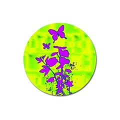 Butterfly Green Magnet 3  (round) by uniquedesignsbycassie