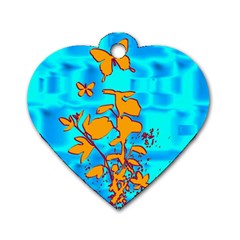 Butterfly Blue Dog Tag Heart (two Sided)