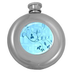 Floral Blue Hip Flask (round)