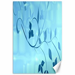 Floral Blue Canvas 20  X 30  (unframed)