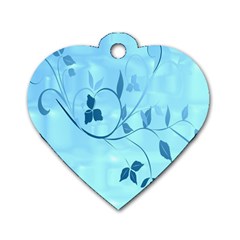 Floral Blue Dog Tag Heart (two Sided) by uniquedesignsbycassie