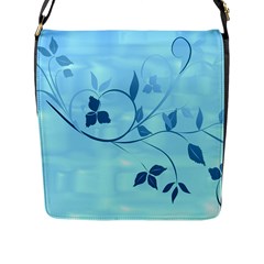 Floral Blue Flap Closure Messenger Bag (large) by uniquedesignsbycassie