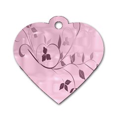 Floral Purple Dog Tag Heart (one Sided)  by uniquedesignsbycassie