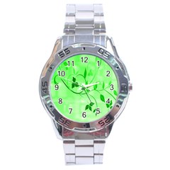 Floral Green Stainless Steel Watch by uniquedesignsbycassie