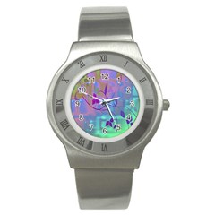 Floral Multicolor Stainless Steel Watch (slim) by uniquedesignsbycassie