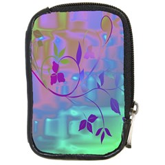 Floral Multicolor Compact Camera Leather Case by uniquedesignsbycassie