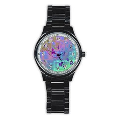 Floral Multicolor Sport Metal Watch (black) by uniquedesignsbycassie