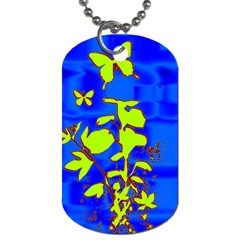 Butterfly Blue/green Dog Tag (one Sided) by uniquedesignsbycassie