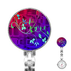 Floral Colorful Stainless Steel Nurses Watch