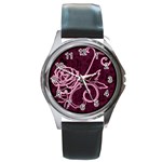 Rose Round Leather Watch (Silver Rim) Front