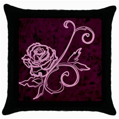 Rose Black Throw Pillow Case