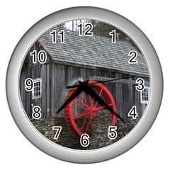 Vermont Christmas Barn Wall Clock (silver) by plainandsimple