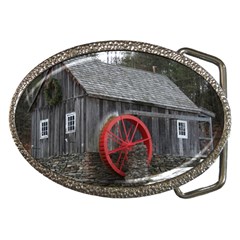 Vermont Christmas Barn Belt Buckle (Oval)