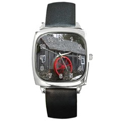 Vermont Christmas Barn Square Leather Watch by plainandsimple