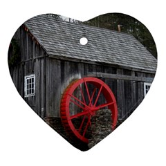 Vermont Christmas Barn Heart Ornament (Two Sides)