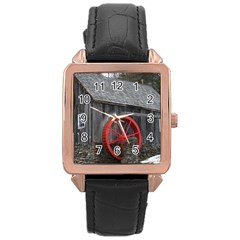 Vermont Christmas Barn Rose Gold Leather Watch 