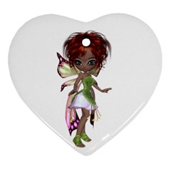 Fairy Magic Faerie In A Dress Heart Ornament (two Sides) by goldenjackal