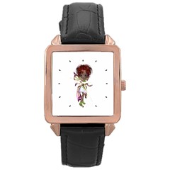 Fairy Magic Faerie In A Dress Rose Gold Leather Watch 